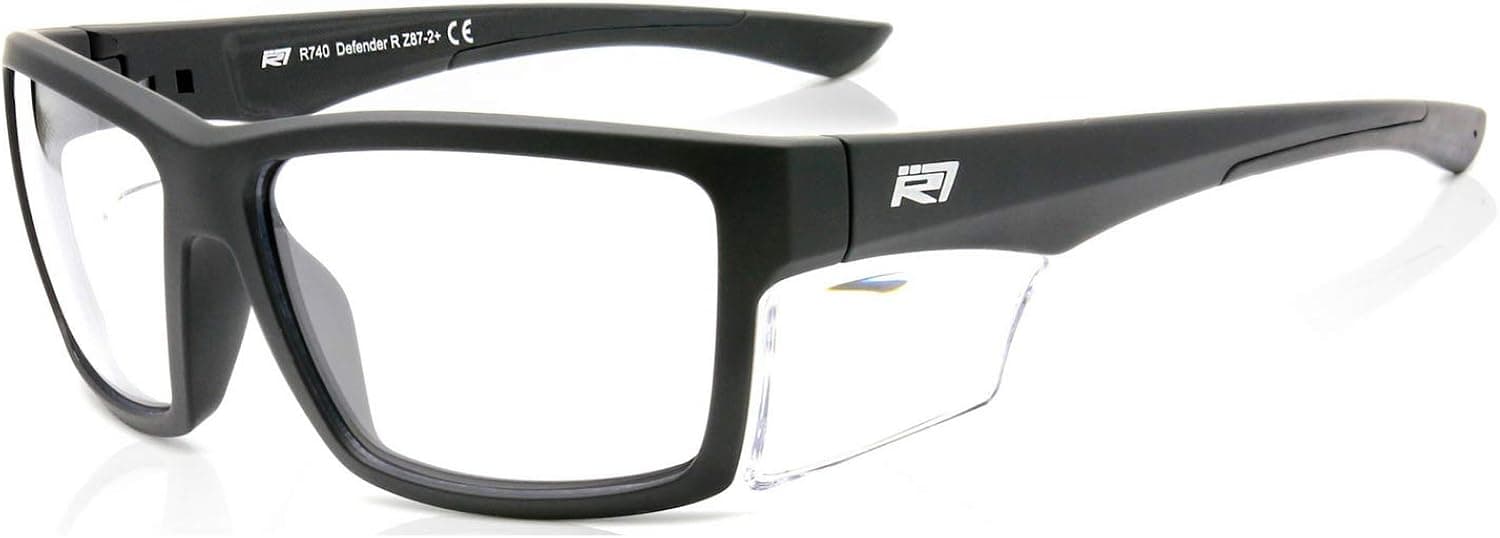Safety Glasses ANSI Z87.2 Clear with Integrated Side Shields Matte Black Frame - Optical Quality Eye Protection