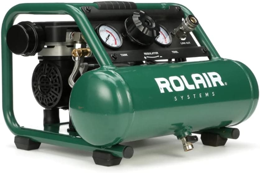 Rolair AB5PLUS 1 Gallon 0.5 HP 90 PSI Ultra Quiet Lightweight Portable Pump Electric Air Compressor