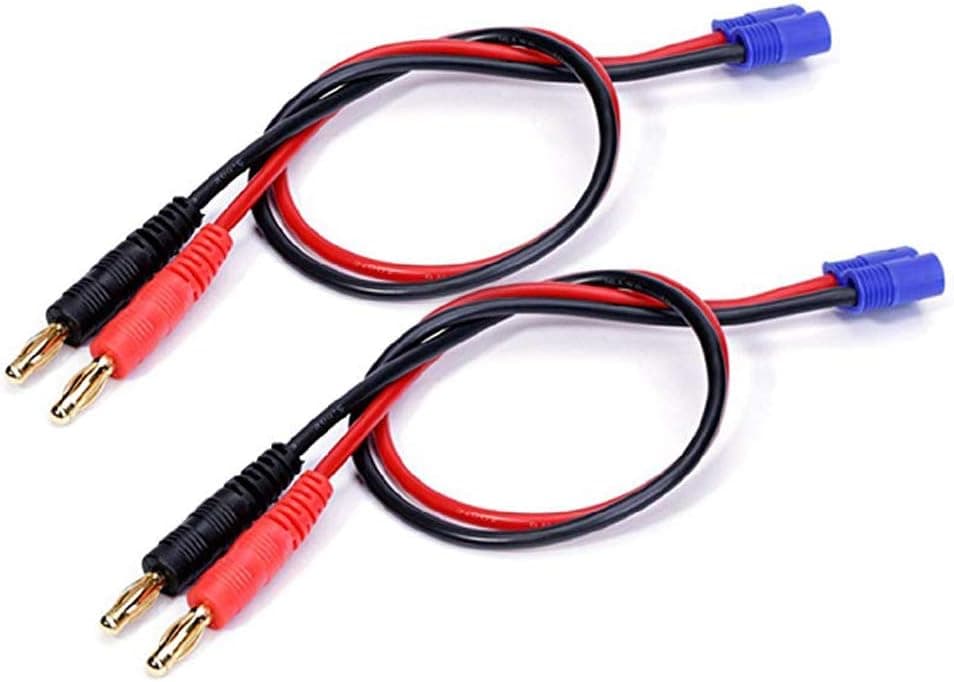 FLASH HOBBY 2 PCS EC3 Connector Male to 4mm Bullet Banana Plugs 16AWG Lead Adapter Cable for RC Battery Charger