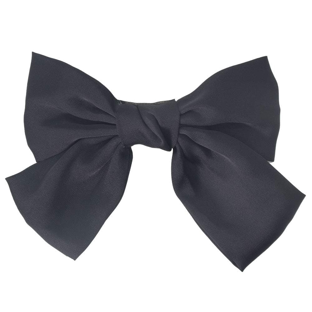 LYDZTION 8 Inch Bow Hair Clips Solid Color Big Satin Ribbon French Barrette Hair Barrettes Hair Accessories,Black