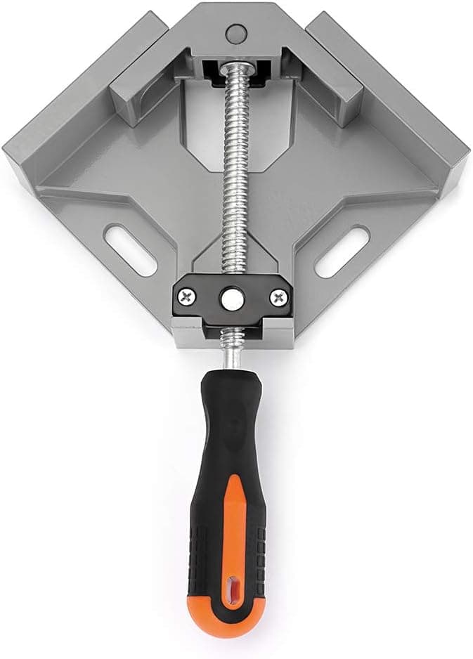 OwnMy 90 Degree Right Angle Clamp Corner Clamp with Single Handle, Aluminum Alloy Wood Corner Clamp with Adjustable Swing Jaw, Angle Clamp Tool for Woodworking, Welding, Carpenter (Silver Grey)