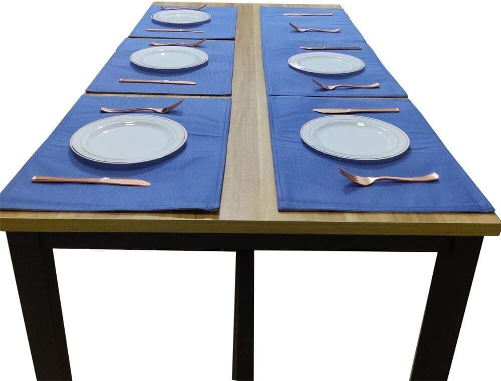 Brandless 54% Cotton, 46% Polyester Placemats, Cottage Blue Grey, 6pc,Double Use.
