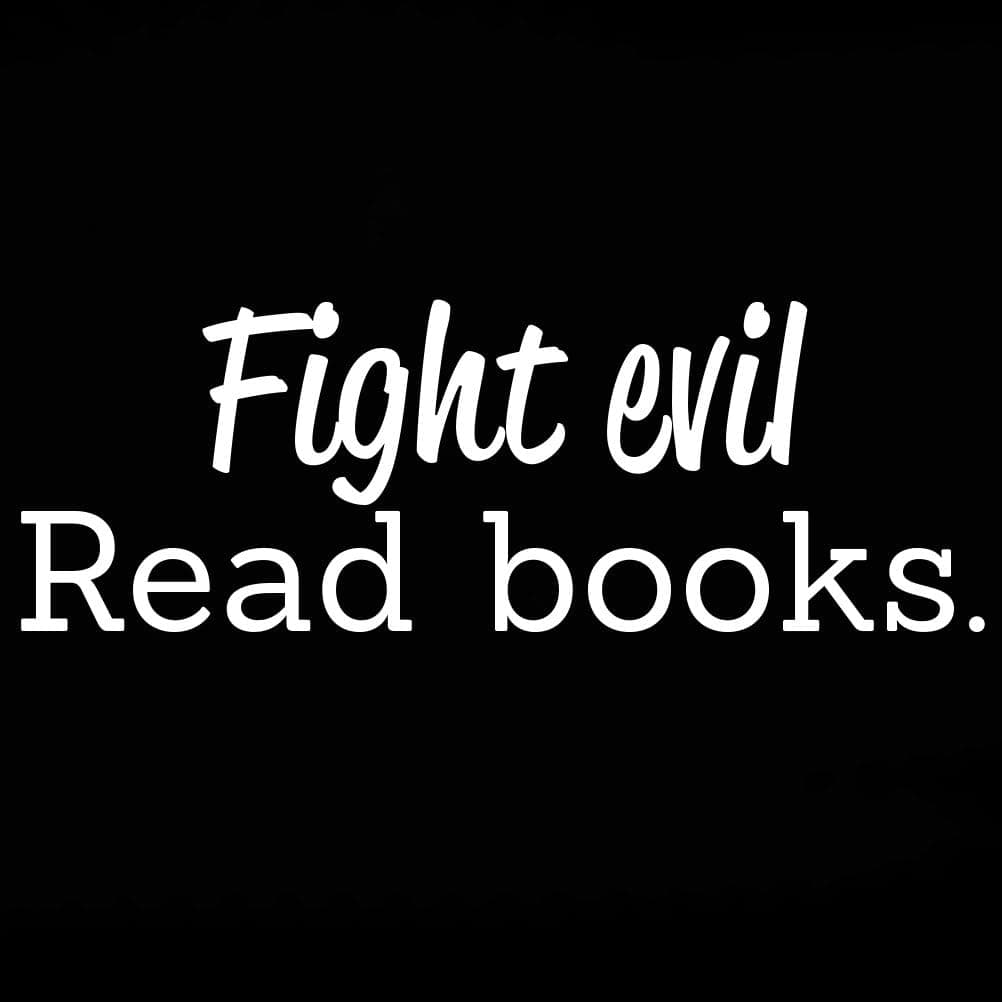 Funny Fight Evil Read Books 8" Vinyl Sticker Car Decal (8" Black)