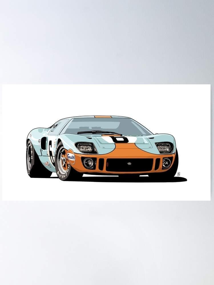 US210PT Le Automotive Racing 24Hour Digitalart Ford Gt40 Car Mans, for Home Decor Wall Art Print Poster