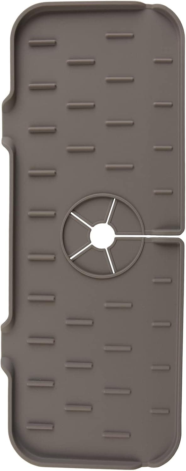 Fansoun Kitchen Guard Silicone Faucet Handle Drip Collection Pad, Kitchen Sink Silicone Faucet Pad, Kitchen Farmhouse Drying Pad and RV Kitchen Sink Accessories Splash Resistant(Grey)