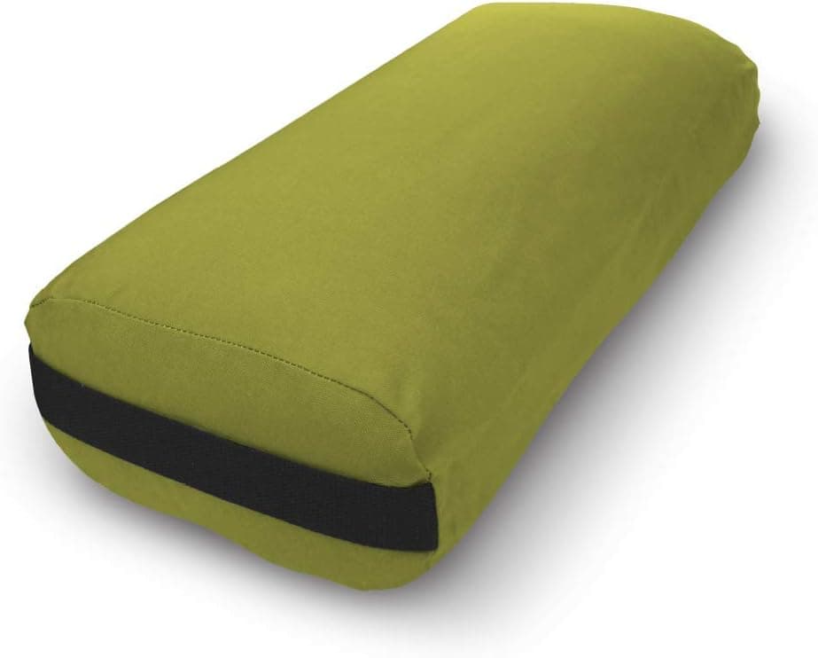Bean Products Yoga Bolster - Handcrafted in The USA with Eco Friendly Materials - Studio Grade Support Cushion That Elevates Your Practice & Lasts Longer - Rectangle, Cotton Olive