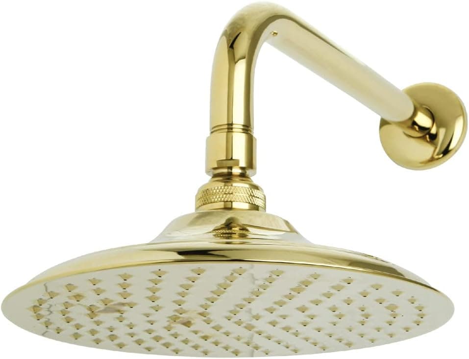 Kingston Brass K136A2CK Victorian 8-inch Diameter Brass Showerhead with 12-inch Shower Arm, Polished Brass