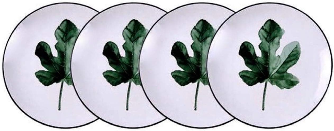 Kitchen Ceramic Plate Set Of 4 with Fig Leaf