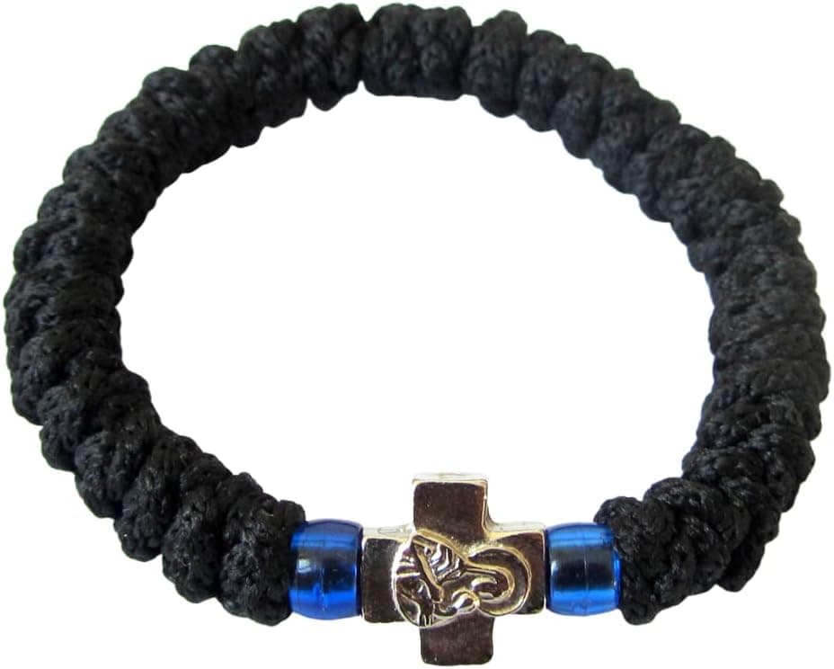 Iconsgr Handmade Christian Orthodox Greek Chotki, Komboskoini,Prayer Rope Black Flexible