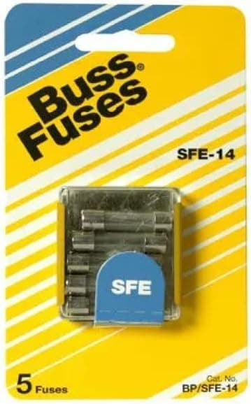 Bussmann SFE-14 SFE 14 Amp Fast-Acting Glass Tube Fuses 1/4" x 1-1/16" - 5 per Box