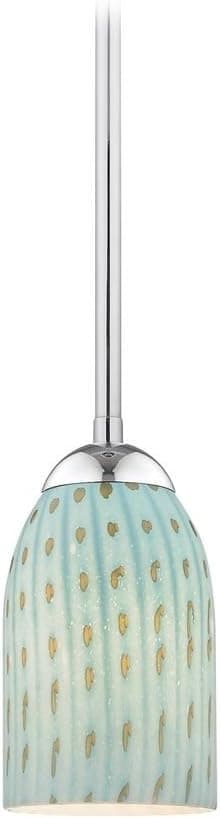 Design Classics Art Glass Mini-Pendant Light with Turquoise Dome Shade