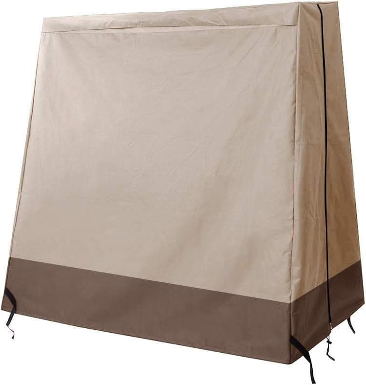 QEES Table Tennis Cover, Heavy-Duty Ping Pong Table Cover, Waterproof Indoor/Outdoor Dust Cover, Adjustable Size with Drawstring and Zipper JJZ134-beige (Beige)