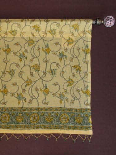 Saffron Marigold Waltz of The Vines ~ Yellow Floral Summer Beach Window Valance 46x17
