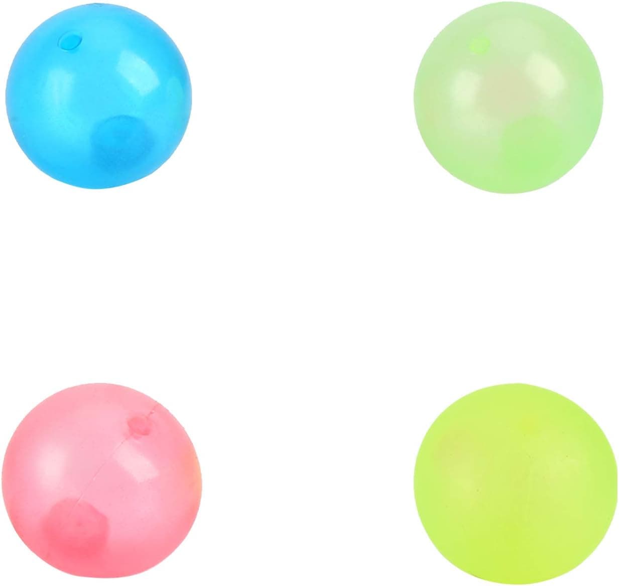 Nlager 4 Pcs Color Fluorescent Sticky Balls, Stress Relief, Sticky Ball Luminous Balls, Stress Relief Wall Balls for Adults Kids (Yellow, Green, Blue and Red) 4.5cm