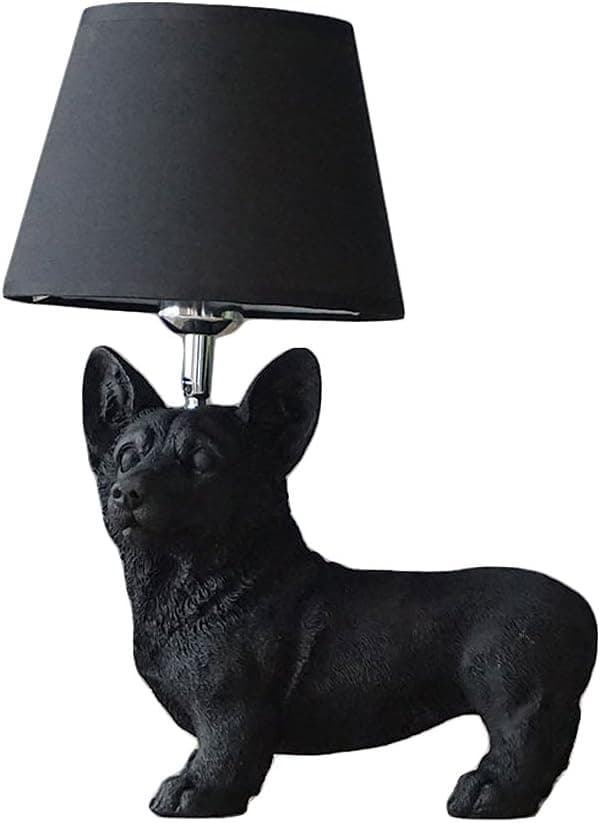 TTqp.Home Bedside Nightstand Lamp,Table Lamp for Bedroom Living Room Office Study lamp, Puppy Table Lamp for Room Decoration Handmade Resin Engraving E26 Desk Lamp (Corgi)