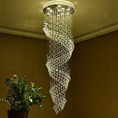 Saint Mossi Modern K9 Crystal Raindrop Chandelier Lighting Flush Mount LED Ceiling Light Fixture Pendant Lamp for Dining Room Bathroom Bedroom Livingroom 10 GU10 Bulbs Required H 79 in x W 24 in