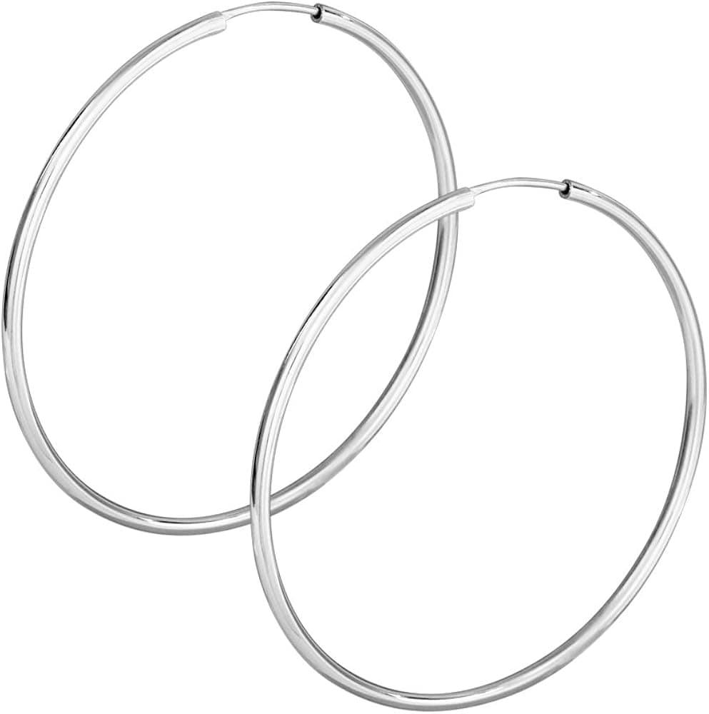 VINANI brand Germany 925 Sterling Silver Hoop Earrings Round large CLH