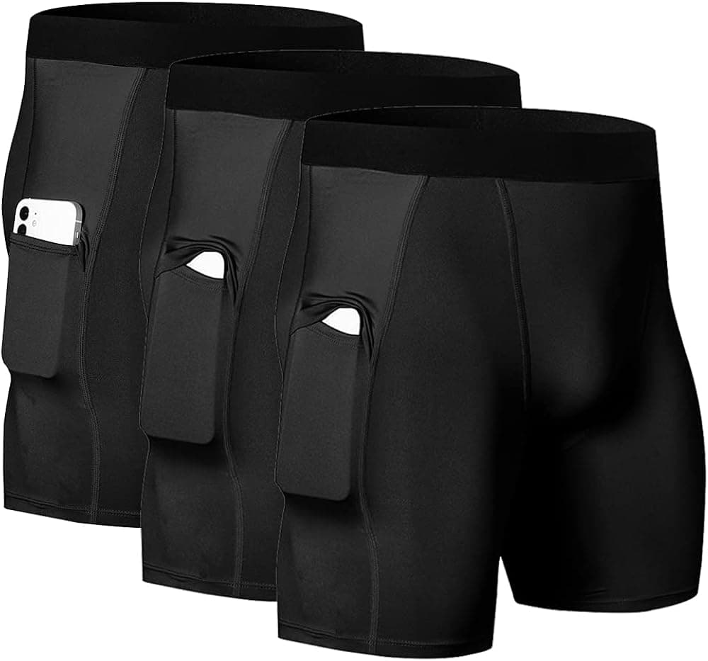 WRAGCFM Men's Athletic Compression Shorts with Pockets Running Workout Active Underwear