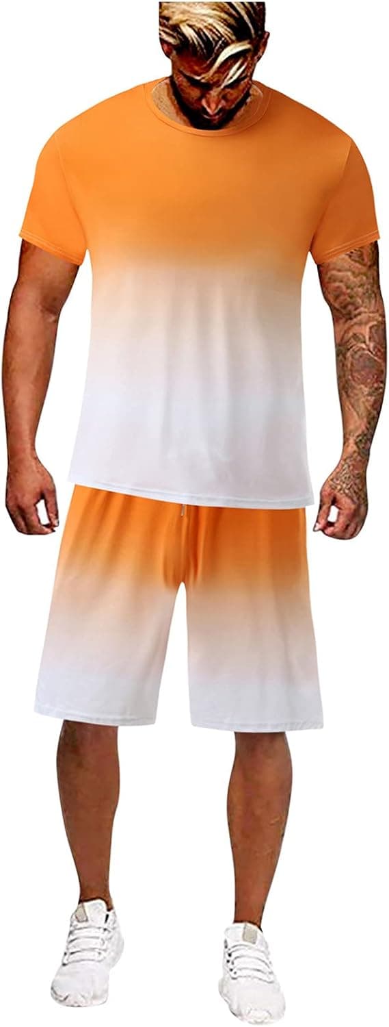 PHSHY Mens 2021 Summer 2 Piece Sport Set Casual Athletic Jogger Sweatpants Loose Cotton and Linen Hippie Tracksuits