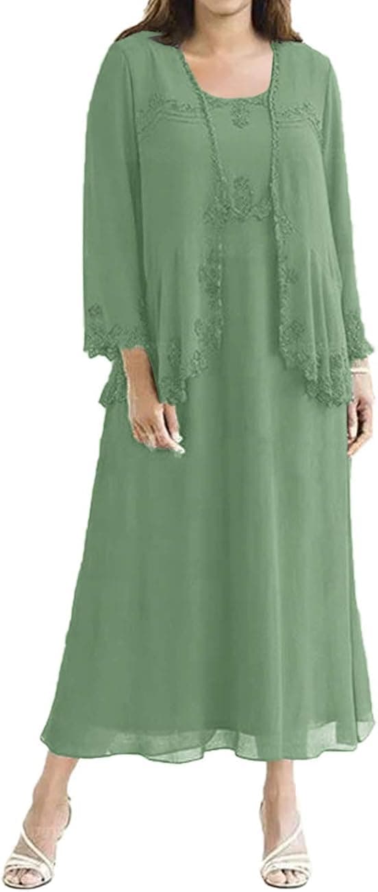 Plus Size Mother of The Bride Dress Chiffon Evening Formal Gown Pastel Green 26W
