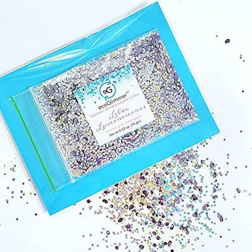 EcoGlimmer "Lilac Luminescence" - Cosmetic Biodegradable Eco Glitter - Plant-Based, Eco-Friendly Glitter Blend for Face, Body, Hair, Nails, and DIY Crafts - 15 Grams (1/2 Oz)