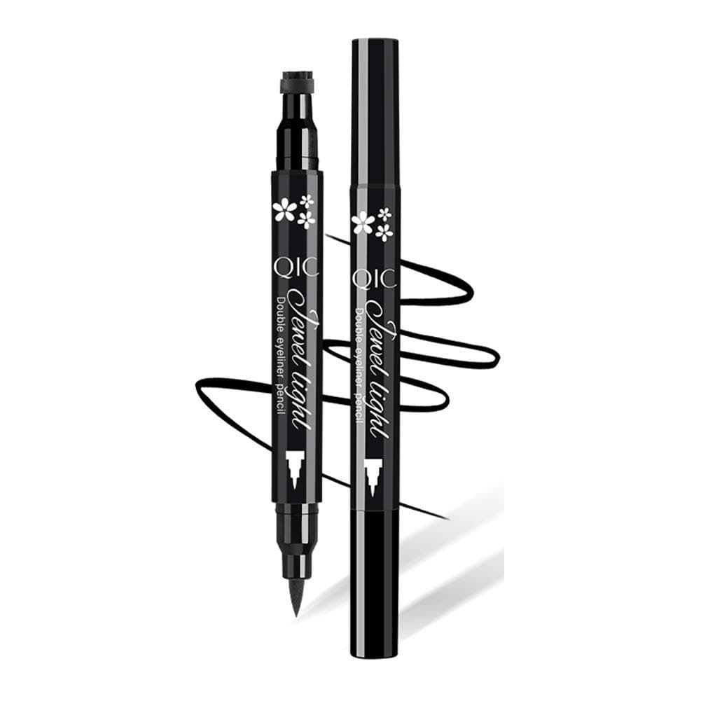Double-headed Liquid Eyeliner Pen Stamp, Long Lasting Eye Decoration Cosmetic High Black Pigment Liquid Slim Eyeliner Pencil & Seal