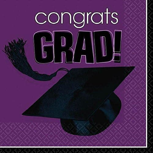 Flying Colors Graduation Party School Colors Luncheon Napkins Purple Tableware, Purple, Paper , 6" x 6" Pack of 36