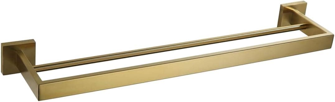 VELIMAX Premium SUS304 Stainless Steel Double Bath Towel Bar Wall Mounted Double Towel Rail Towel Rod for Bathroom, 23.6-Inch, Brushed Gold