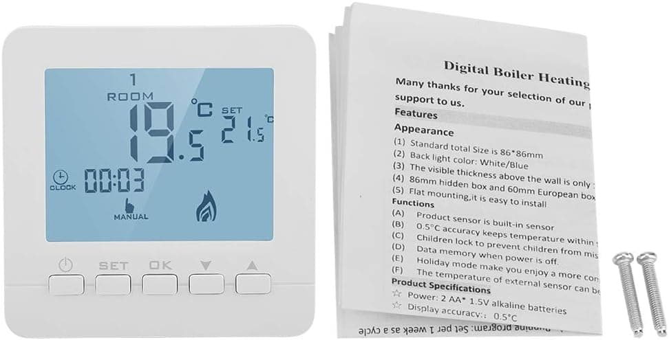Parluna Single Chip Programmable Smart Thermostat, Digital Thermostat, for Office for Home