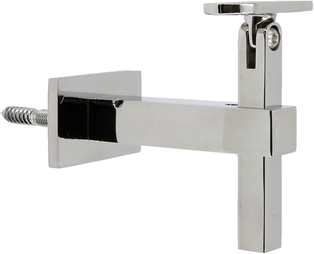 Stainless Steel 316 Wall Mount Stairs Handrail Bracket for Flat Surface Square Top Railing (WB-010FM, Mirror Surface)