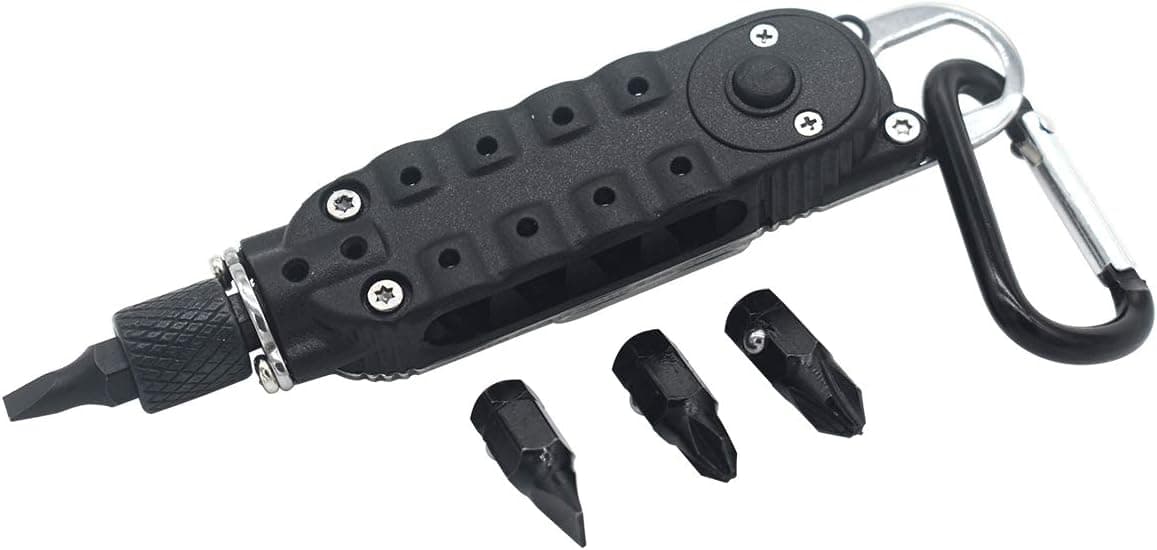 Bytiyar Small Multitool Screwdriver Set with 4 Batch Head Nut Driver Handle Repair Tool Kits EDC Opener Keychain