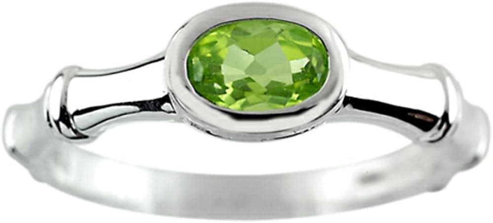 FJC Finejewelers Sterling Silver with 6x4mm Solitaire Oval Center Stone Bamboo Ring