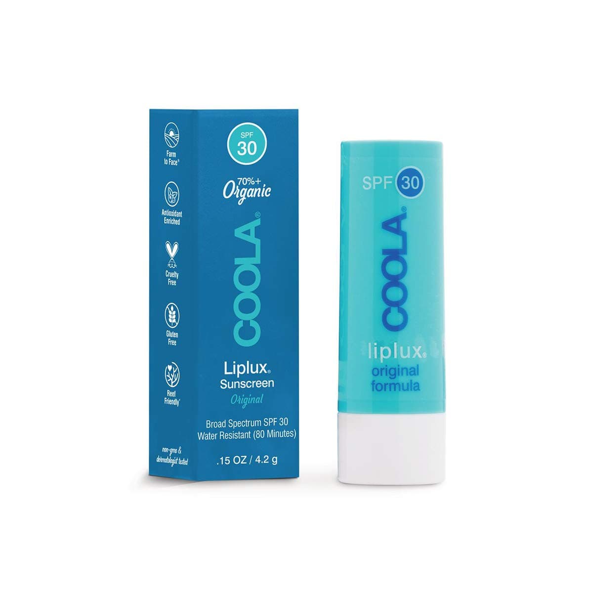 COOLA Organic Liplux Sunscreen Lip Balm, Lip Care for Daily Protection, Broad Spectrum SPF 30