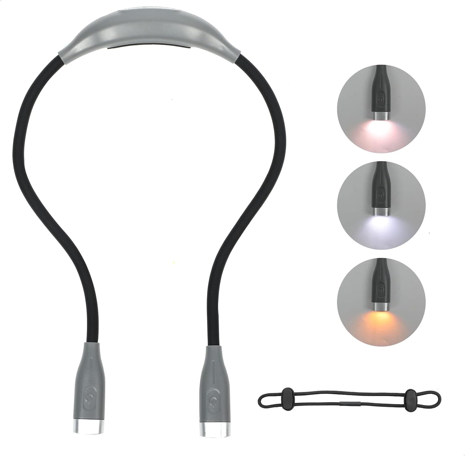 Book Light, Book Light for Reading in Bed, Fast Recharge, Neck Reading Light Slim with 3 Modes, Super Flexy, Hands Free Versatile Neck Light, Up to 70 Hours.Gift for Knitting, Sewing, Camping(Grey)