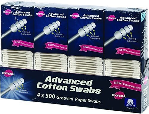 Royal Advance Swabs Grooved Cotton Tipped Buds Soft Safe and Hygienic (4 Boxes (500 Count/Box))