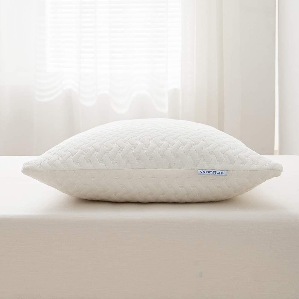 wondux Gel-Infused Shredded Memory Foam Pillow for Sleeping, Certipur-US Certified Adjustable Pillow for Side Neck Stomach Sleepers and Shoulder Pain - Queen Size