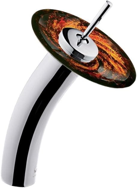 VIGO Single Handle Waterfall Bathroom Faucet with Northern Lights Glass Disc, Chrome