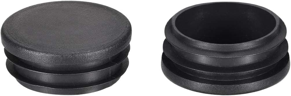 uxcell 1.65" Round Black PE Tubing End Cap Steel Furniture Pipe Tube Cover Insert 20 Pcs