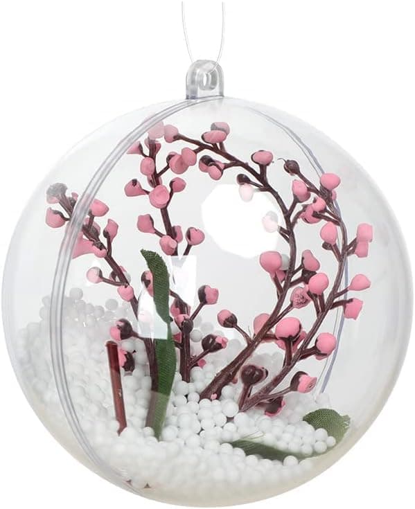 ZUOKEMY 20PCS Clear Plastic Fillable Decorative Balls, DIY Christmas Tree Decorative Balls,Suitable for Christmas, Holiday, Wedding, Party, Home Decor (2.36in/60mm)