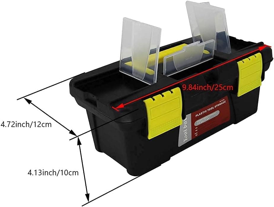 Auniwaig Plastic Tool Box with Removable Tray 10 Inch Small Tool Boxes Dual Buckle Portable Tray Toolbox Storage Hardware Organizer for Craft Garage Household