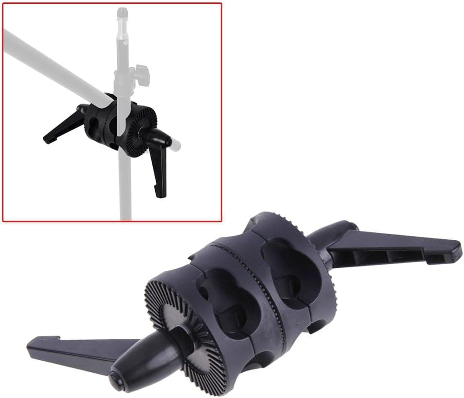 Vktech® Dual Head Grip Swivel Head Holder Bracket for Studio Flash Reflector Boom