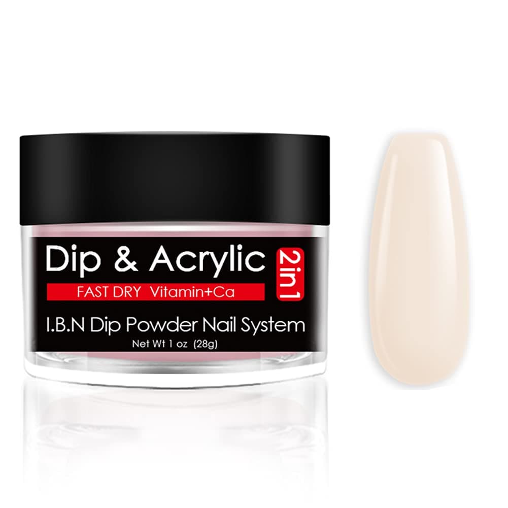 Dip Acrylic Powder (Added Vitamin and Calcium) I.B.N 2 In 1 Dipping Powder Color 1 Ounce, Non-Toxic & Odor-Free, No Need Nail Lamp Dryer (003)