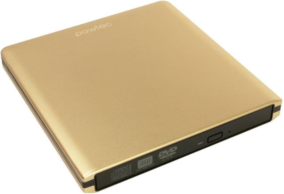 Pawtec Luxury External USB 3.0 Aluminum 8X DVD-RW Writer Optical Drive - Gold Edition