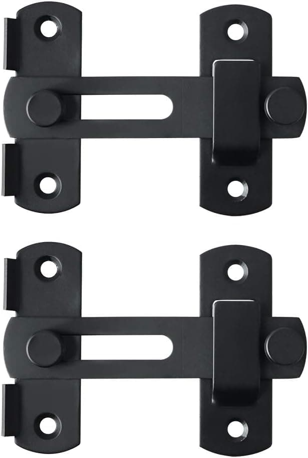 Alise Flip Latch Gate Latches Safety Door Lock Catch for Barn Wood Fence Sliding French Doors,Stainless Steel Gate Hardware,Matte Black Finish(Pack of 2)