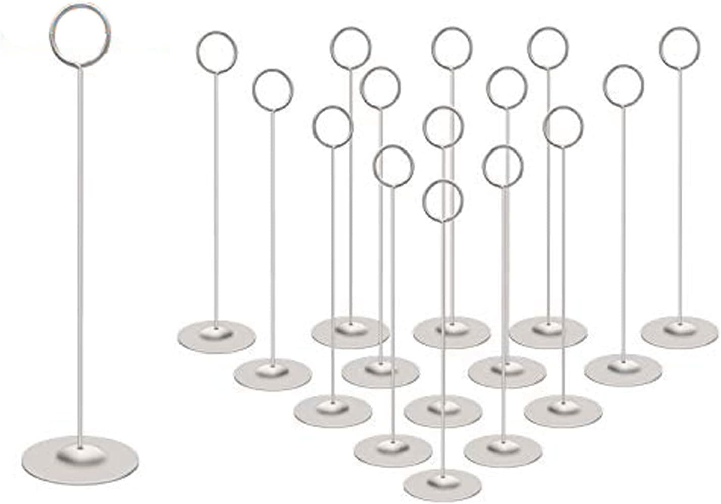 Urban Deco 16 Pieces Table Card Holder 8 inches Matte Silver Place Steel Card Holders for Photos, Food Signs, Memo Notes, Weddings, Restaurants, Birthdays.