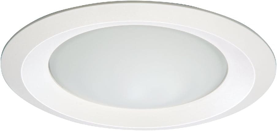 E26 Series 6 in. White Recessed Ceiling Light Fixture Trim with Frosted Glass Lens, Wet Rated Shower Light