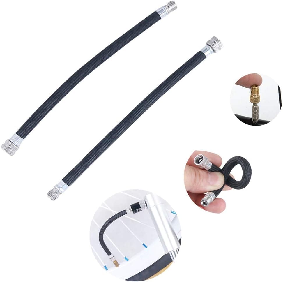 SITADI Air Pump Inflator Extension Hose High Pressure Schrader Valve for Mountain Road Bike Bicycle with Brass Presta Valve Adaptor，2 Pack