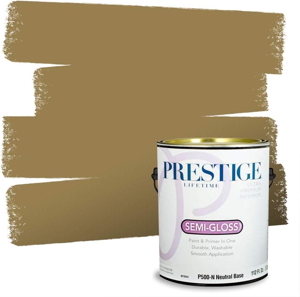 PRESTIGE Paints Interior Paint and Primer In One, 1-Gallon, Semi-Gloss, Comparable Match of Benjamin Moore* Olivetone*