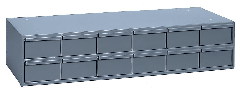Durham 013-95 Gray Cold Rolled Steel Storage Cabinet, 33-3/4" Width x 7-3/8" Height x 11-5/8" Depth, 12 Drawer