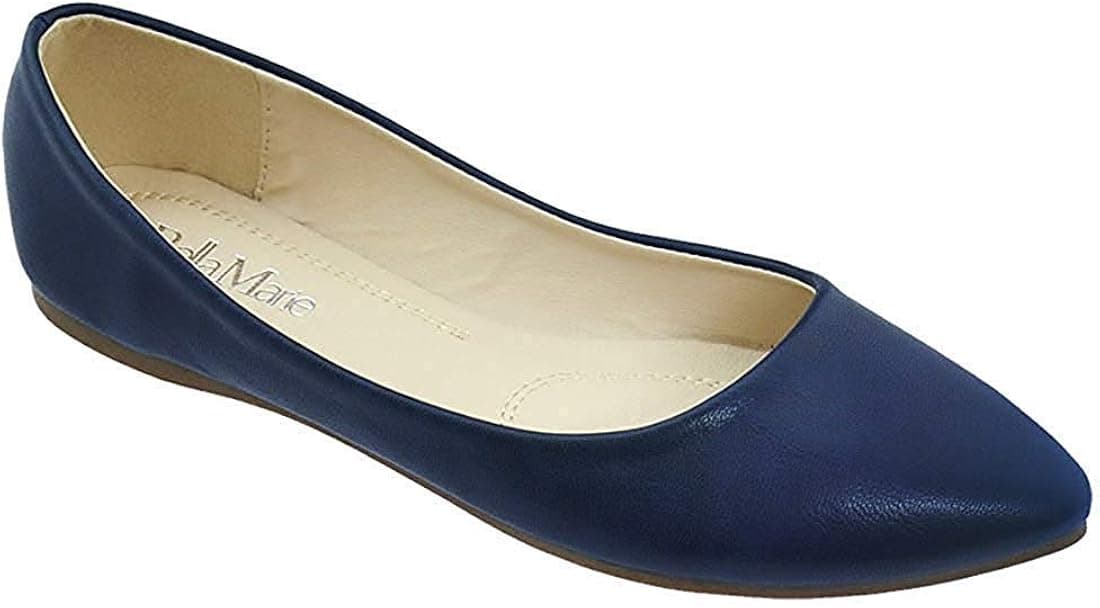 Bella Marie Angie-53 Women's Classic Pointy Toe Ballet Slip On Flats Shoes